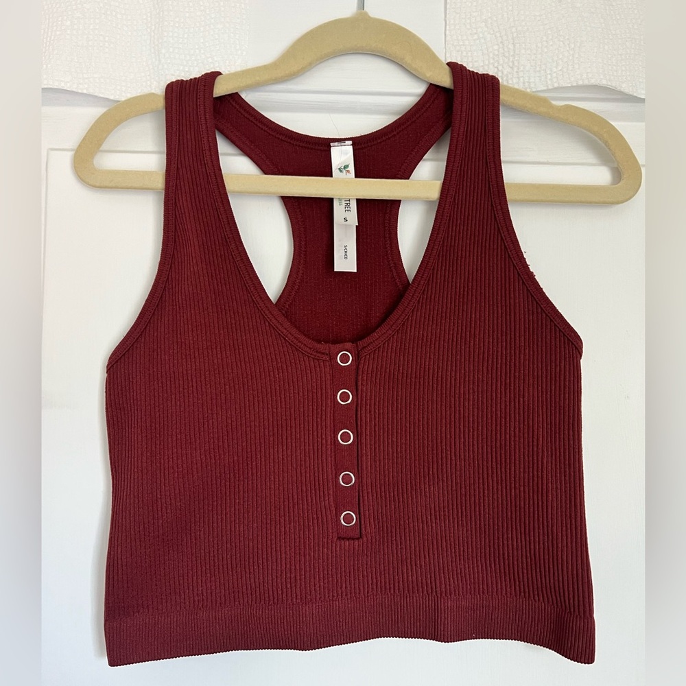 Love Tree Burgundy Ribbed Crop Top
